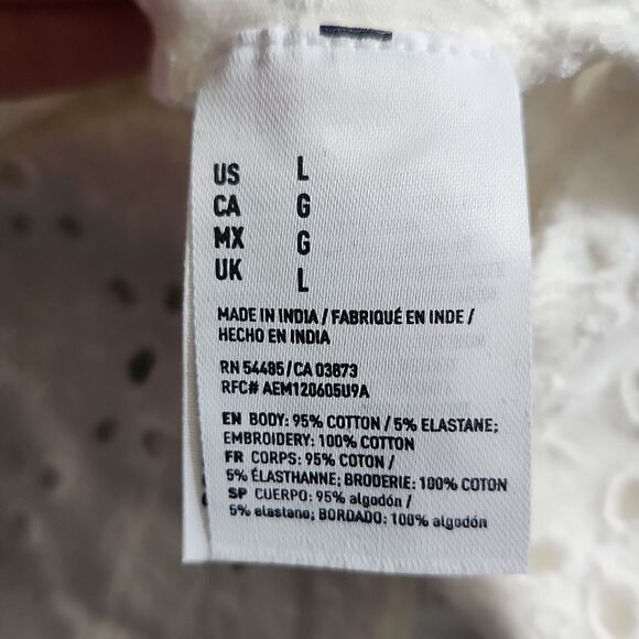 American Eagle Ladies Size Large White Eyelet Lace Knot Twist Top - Picture 6 of 6